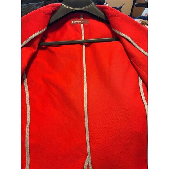 Paulo Solari Red Men’s Blazer Sport Jacket Size L Solid - Picture 5 of 12